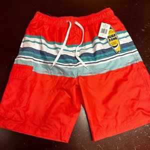 Surf Zone Mens Orange Elastic Waist Pockets Authentic Swimwear Shorts Size Large